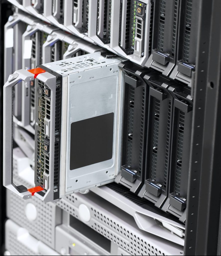 Blade server rack in large datacenter